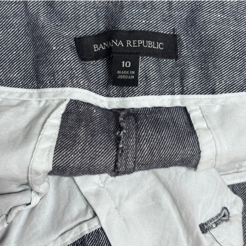 BANANA REPUBLIC Linen Blend Flat Front High Waist Wide Leg Cropped Trousers